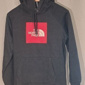 The North Face Women's Charcoal Hoodie with Red Patch